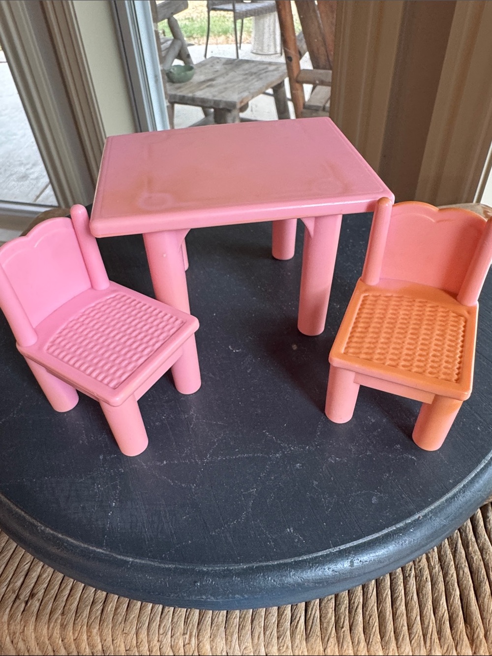 Vintage Playskool Dollhouse Dining Table with 2 chairs